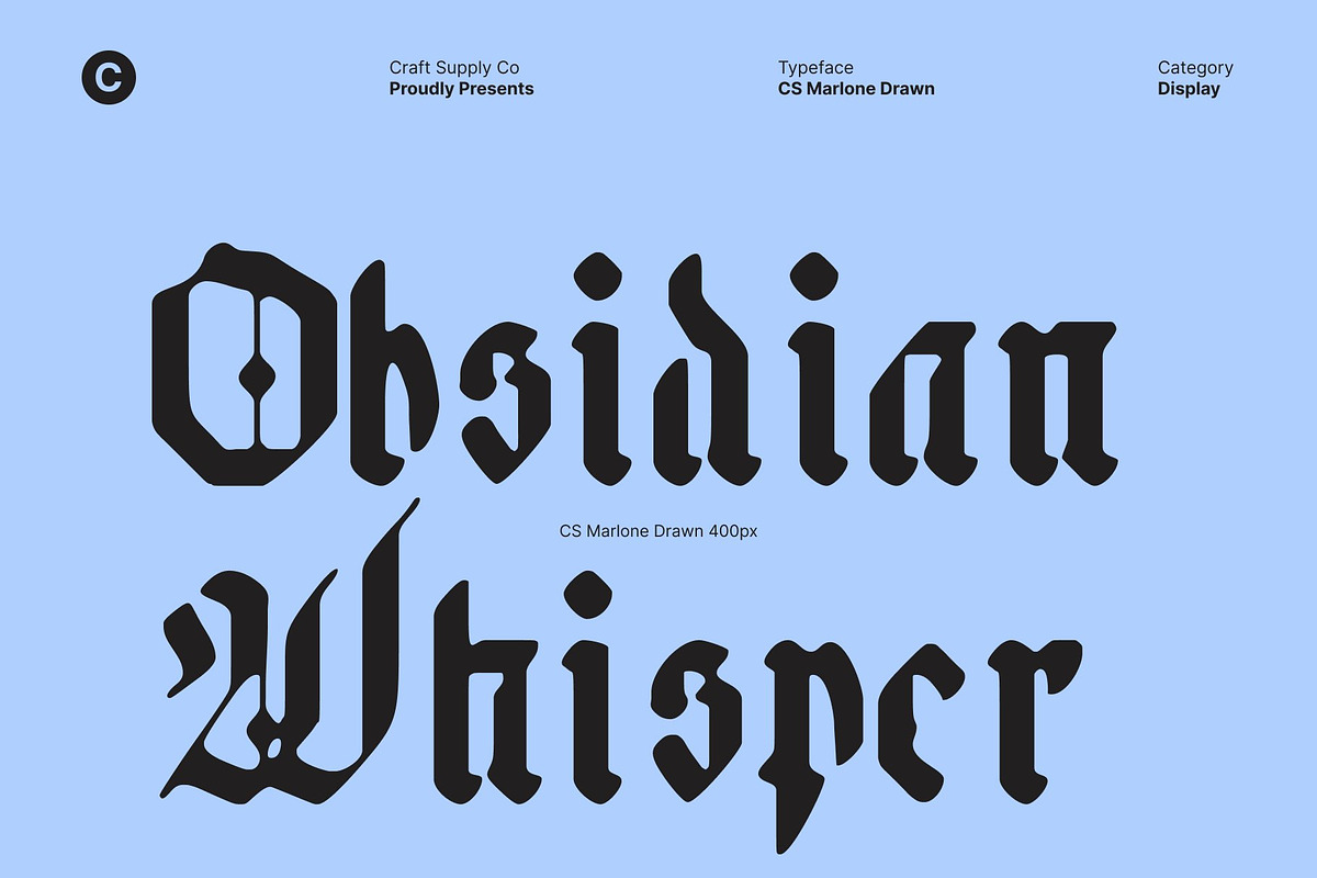 CS Marlone Drawn, a Blackletter Font by Craft Supply Co. (Photo 2 of 8)