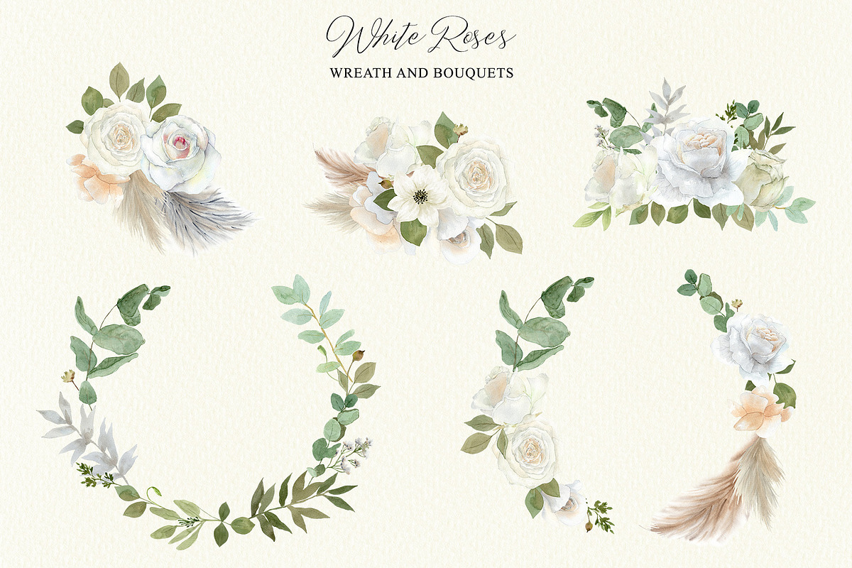 White roses wedding invitation cards