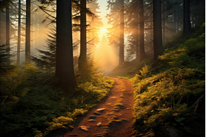 Illuminated Path mountain light, a Nature Photo by Ylivdesign