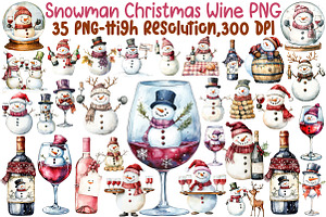 Snowman Christmas Wine Sublimation P, an Illustration by Sublimation Artist