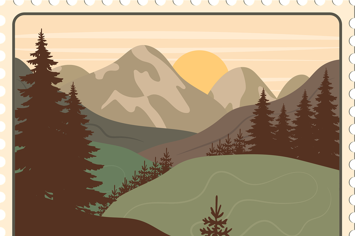 Retro Mountain Vector Stamps, a Seasonal Illustration by JYa_Design (Photo 2 of 5)