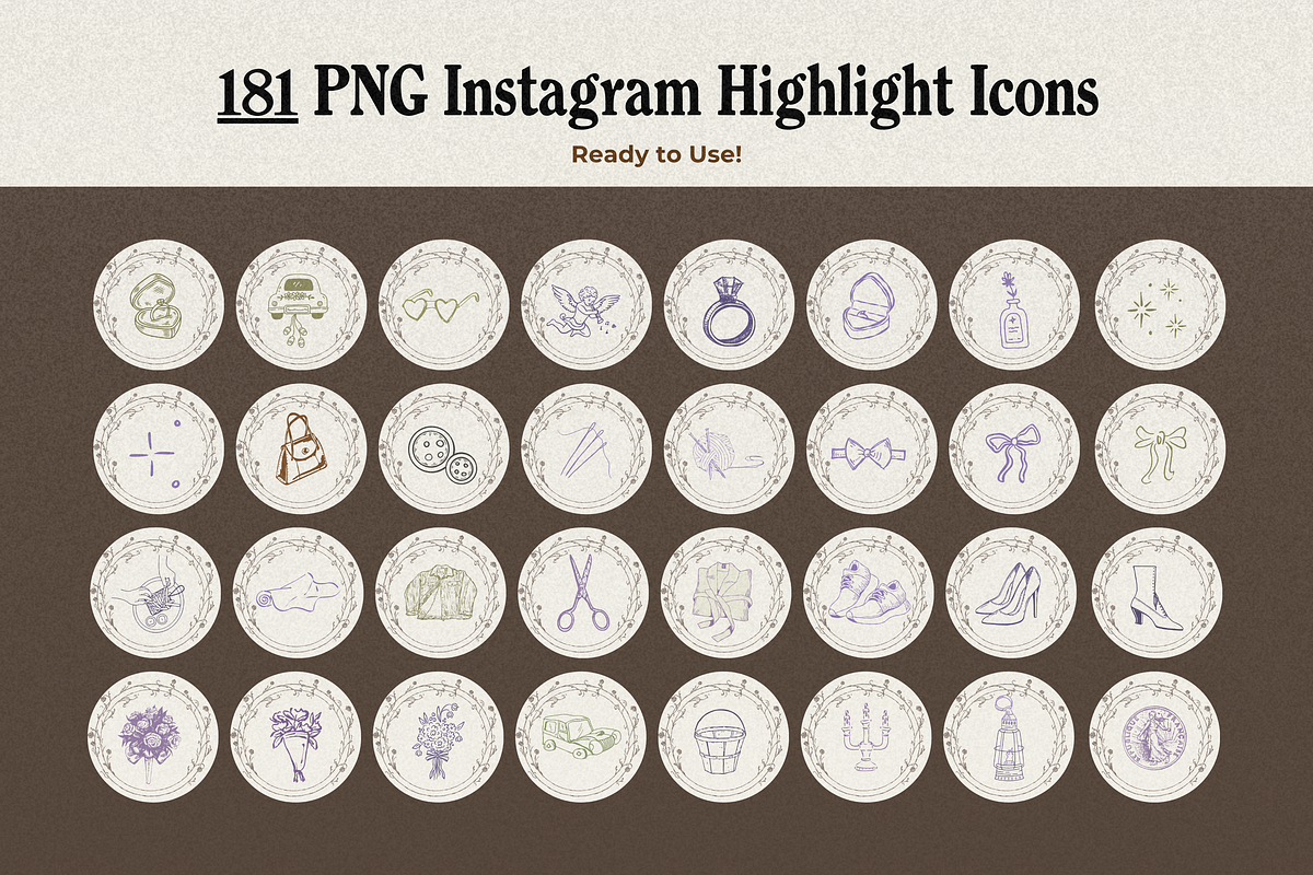 Vintage Aesthetic Highlight Icons, an Outline Icon by Marcia B Studio (Photo 3 of 7)
