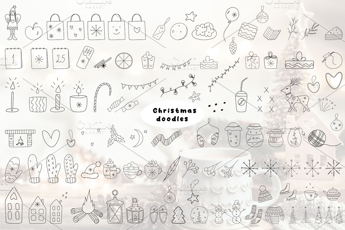 Christmas Hand Drawn Doodle Elements, a Decorative Illustration by kh_cat (Photo 1 of 5)