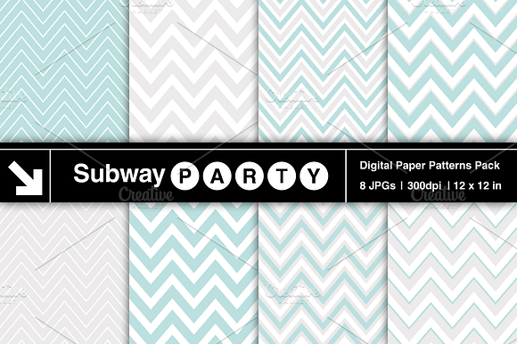 Aqua Blue & Gray Chevron Papers preview 2