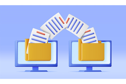 3D Business Folder Full of Papers on, a Technology Illustration by Abscent