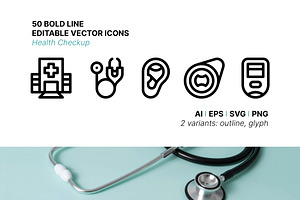 50 Health Checkup icons