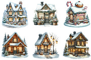 Snowy Village Christmas Clipart, an Illustration by Designking (Thumbnail 2 of 5)