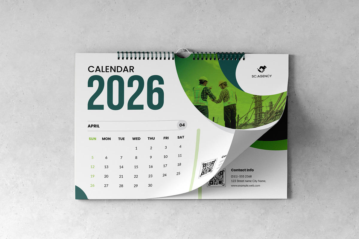 Clean 2026 Wall Calendar – 12 Page, a Stationery Template by Spark_Creative (Photo 3 of 6)