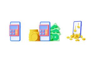 Set of 3d calculator on phone, money, a Finance Illustration by Abscent