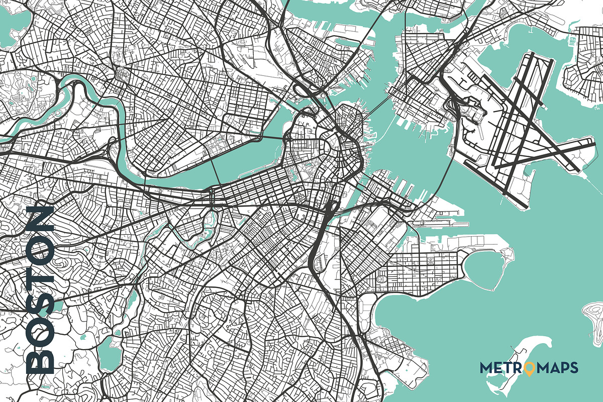 MAP SET - Black/Turquoise - 15 Maps, a Graphic by MetroMaps (Photo 3 of 16)