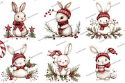 Whimsical Christmas Rabbit Clipart, an Illustration by DreamArtGraphic (Thumbnail 5 of 5)