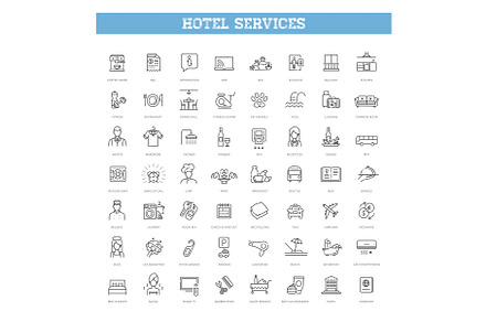 Hotel services concept illustration, an Outline Icon by Tettygreen