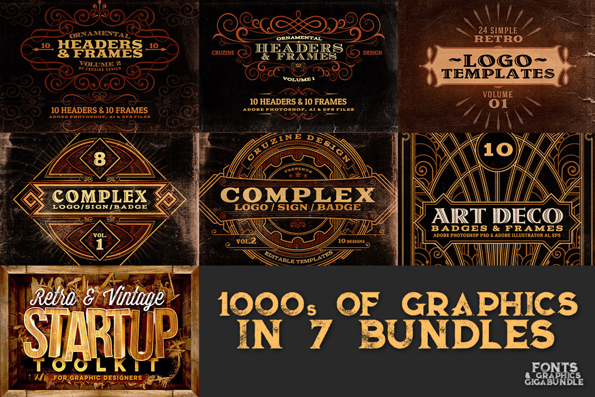 SALE Fonts & Graphics GigaBundle preview 3
