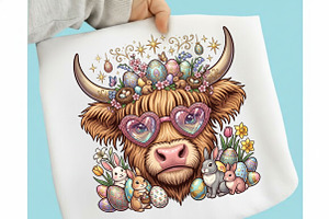 Easter Day Highland Cow Highland, a Seasonal Illustration by Designking