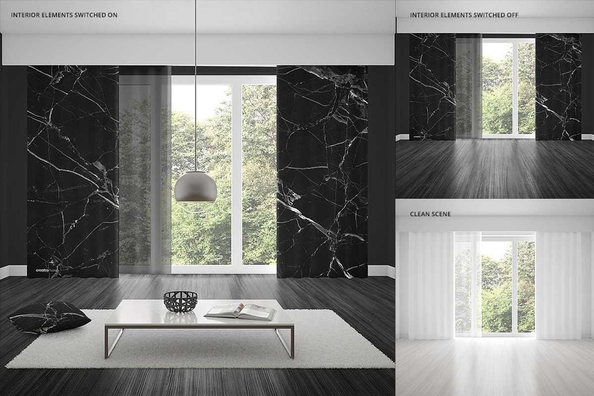 Curtains Room Scene Mockup, a Household Mockup by creatsy2 (Photo 3 of 9)