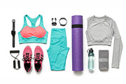 Activewear & Gym Gear Flatlay Set, a Sport Illustration by StockVerse Creative (Thumbnail 1 of 3)