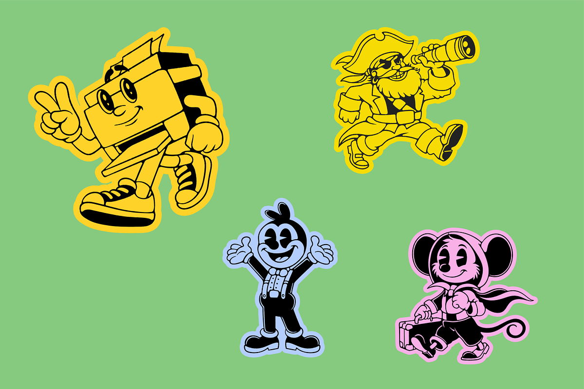 Retro Mascot Sticker Bundle, an Object Illustration by HunEyy (Photo 5 of 8)