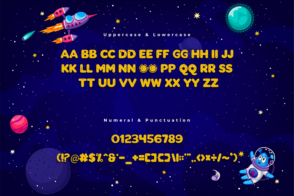 Cosmo Corner-Modern Space Kids Font, a Sans Serif Font by overlaytemplates (Photo 4 of 5)