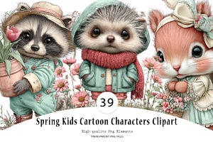 Spring Kids Cartoon Characters, a Seasonal Illustration by CreationArt