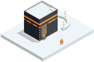 Isometric illustration of Kaaba in, an Illustration by Golden Sikorka