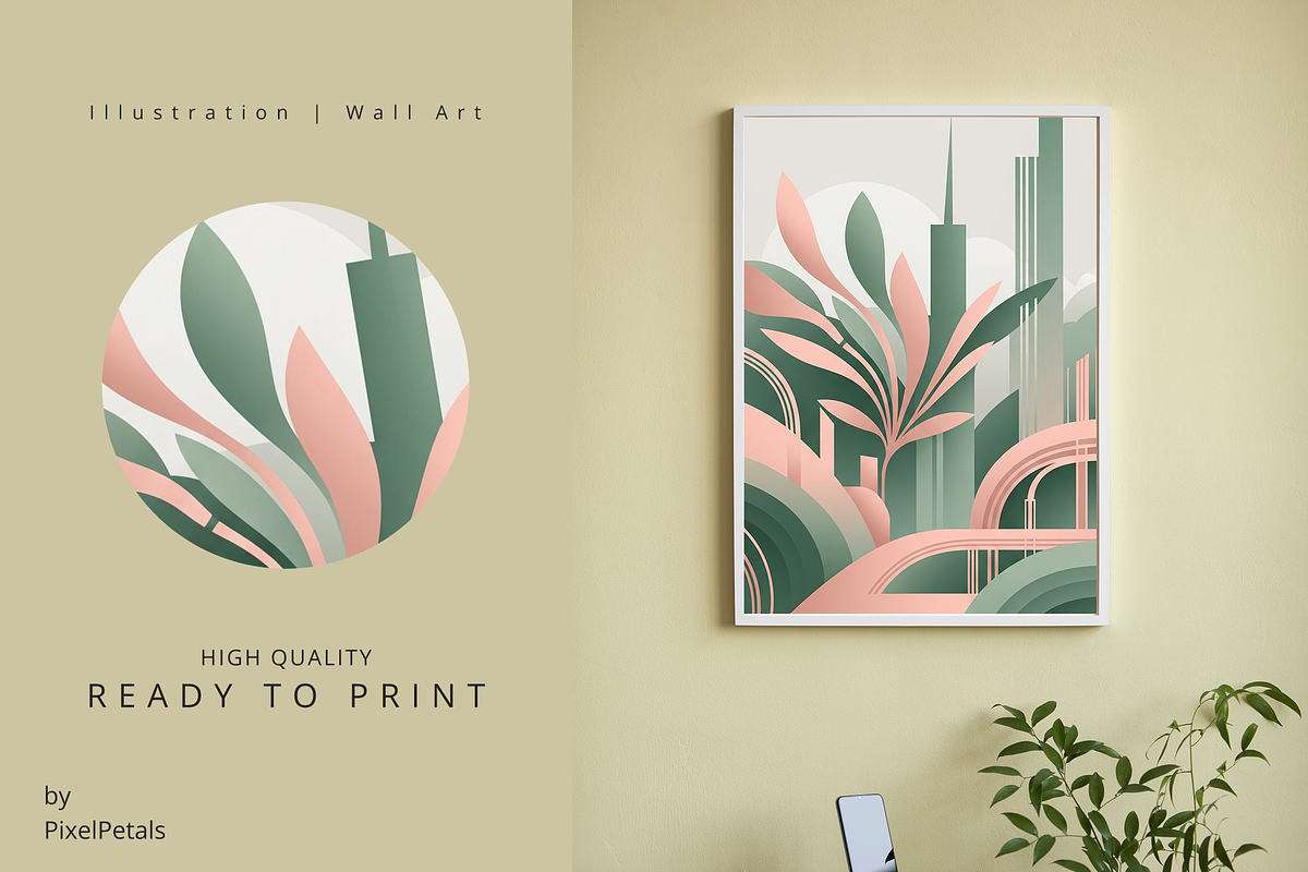 Tropical Abstract Art Deco Palm Art, an Illustration by pixelpetals (Photo 4 of 4)