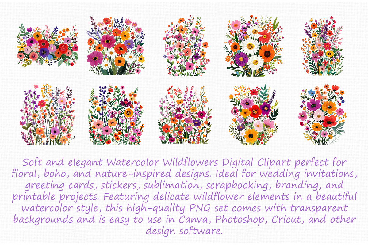 Watercolor Wildflowers Digital Clipa, an Illustration by Libby Wishes (Photo 7 of 7)