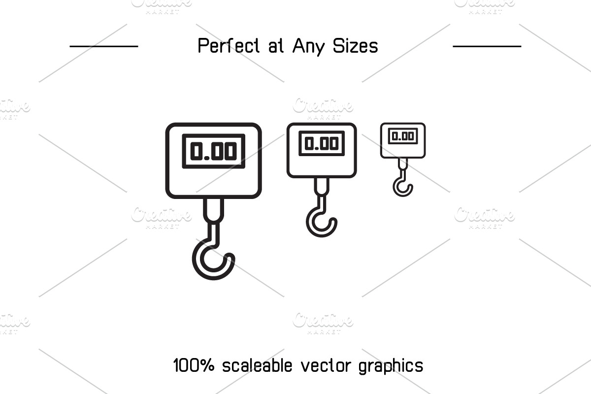 Weight Scale Icons Line Set, an Outline Icon by Designfour (Photo 7 of 7)