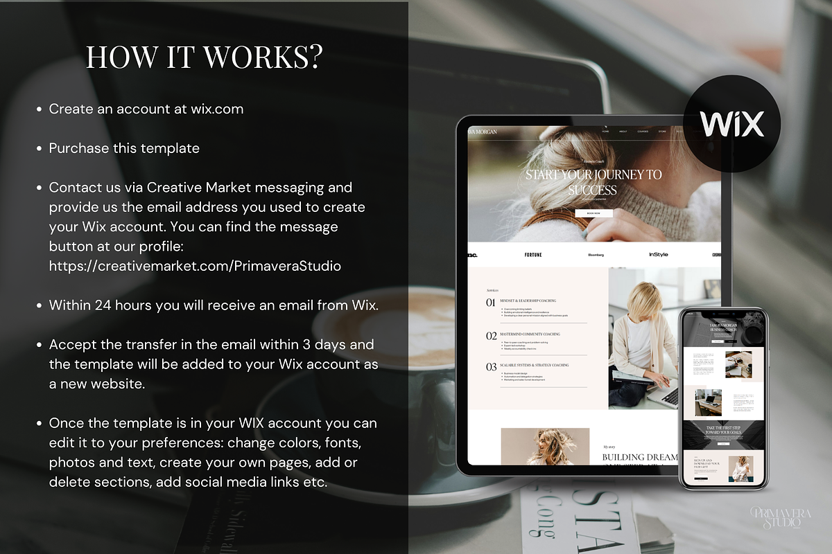 Wix Coaching Website Template, a Wix Template by Primavera Studio Design (Photo 7 of 10)