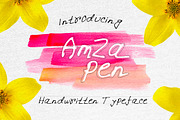Amza pen writing Font Set, a Script Font by designvillage (Thumbnail 1 of 3)