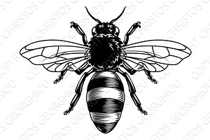 Queen Bumble Bee Honeybee Vintage, an Illustration by Christos Georghiou