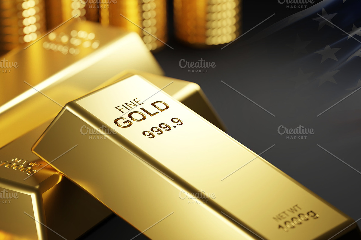 Gold bars and coins, a Finance Illustration by ArtBackground