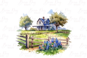 Watercolor Bluebonnets Clipart Vol 1