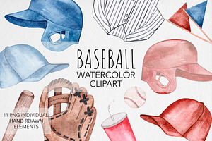 Watercolor Baseball Clipart