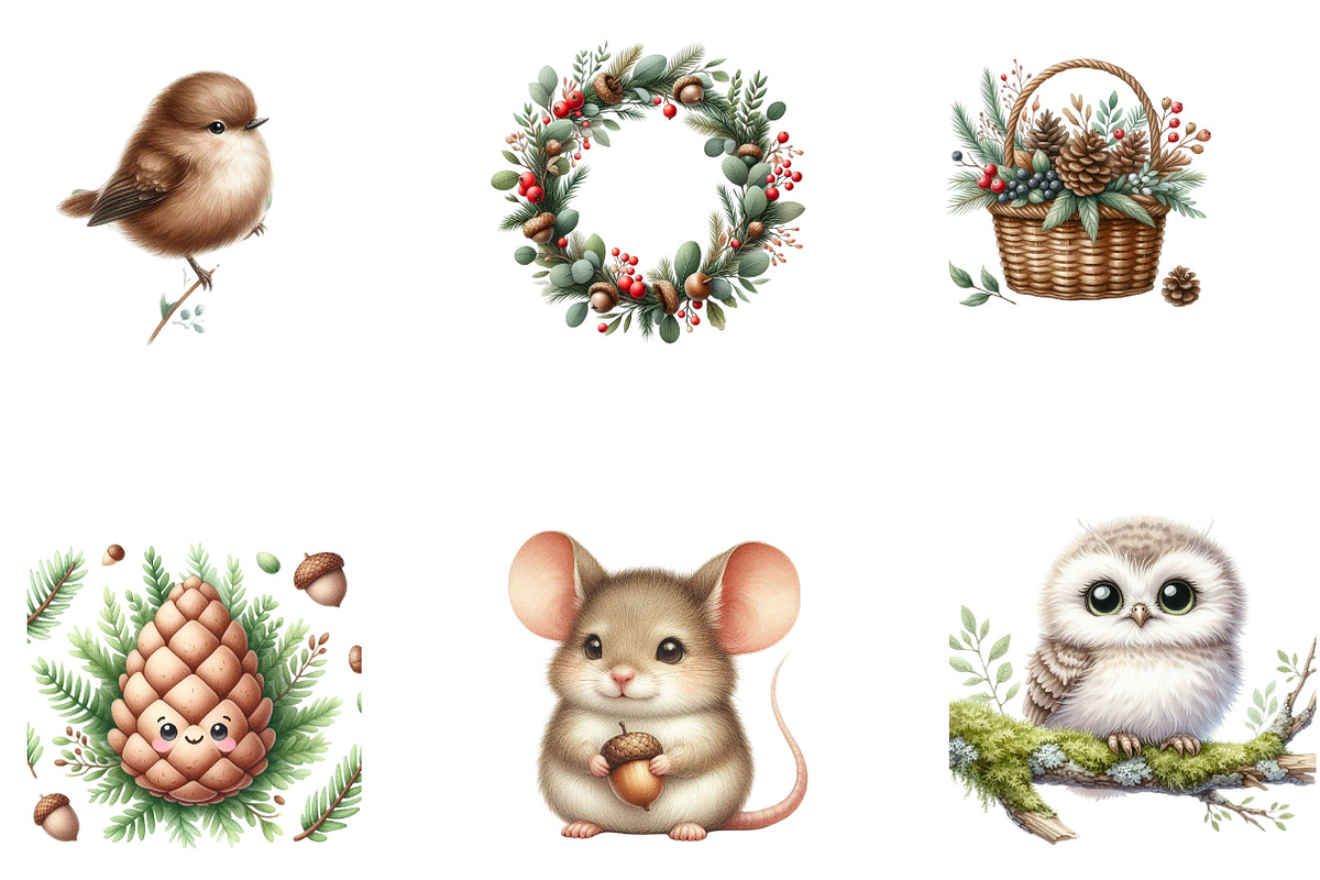 Cute Woodland Animal Clipart, a Seasonal Illustration by CreationArt (Photo 5 of 5)