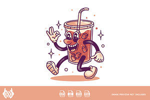 Ice Coffee Cartoon Character