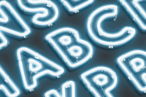 Blue Neon Capital Letters 3D Model