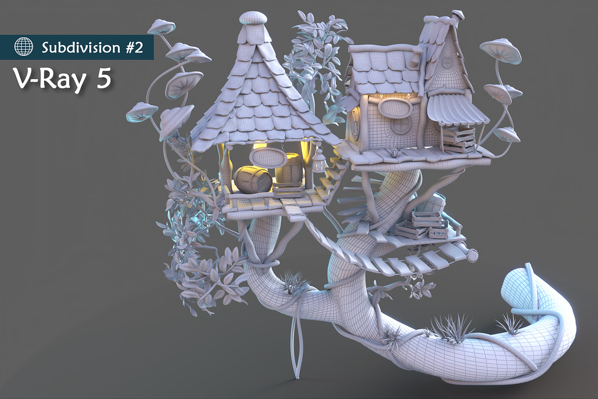 Subdivision&LowPoly fairy tree house, an Architecture 3D Model by Cute & 3D (Photo 12 of 28)