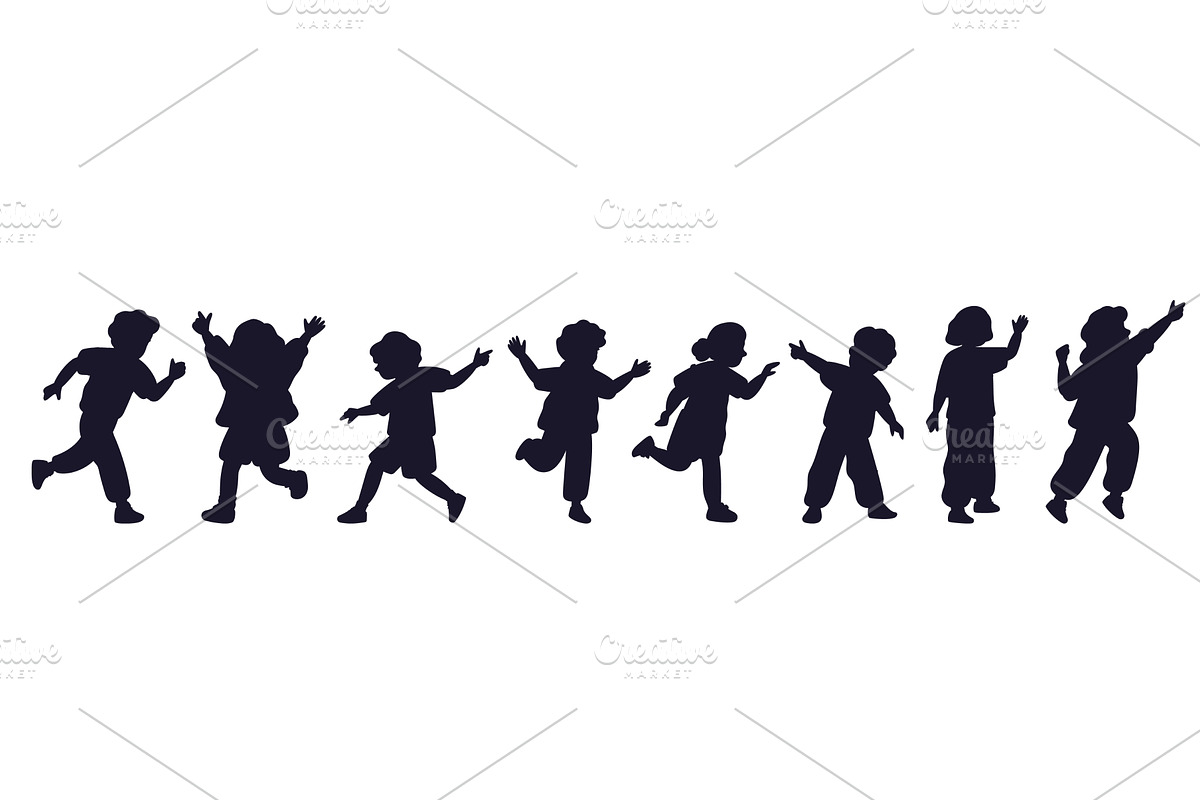 Silhouette boys and girls playing, a Person Illustration by Vectorbuum