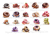Sweet Watercolor Donuts Clipart, an Object Graphic by Negarin Digital Art (Thumbnail 3 of 9)