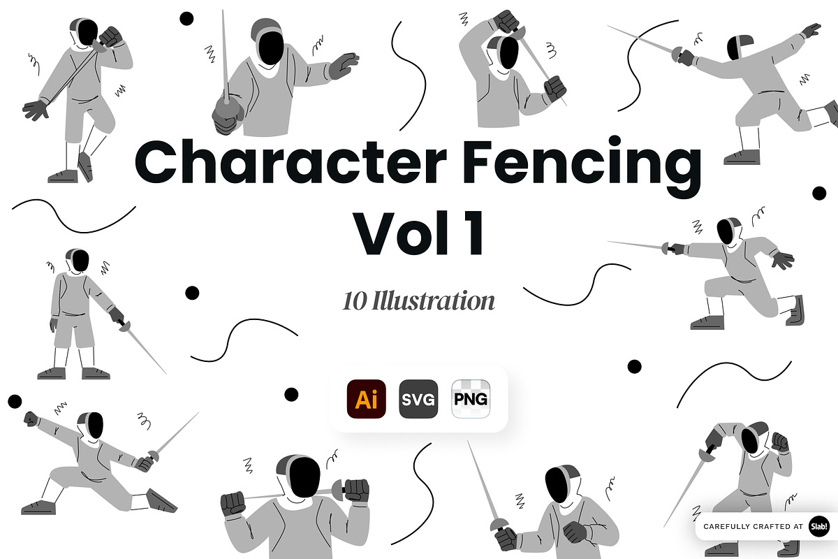 Character Fencing Vol. 1 Doodle, a Sport Illustration by SLAB! Design (Photo 1 of 3)