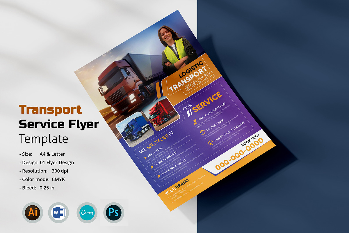 Transport Service Flyer, a Flyer Template by crazyOWL (Photo 1 of 4)