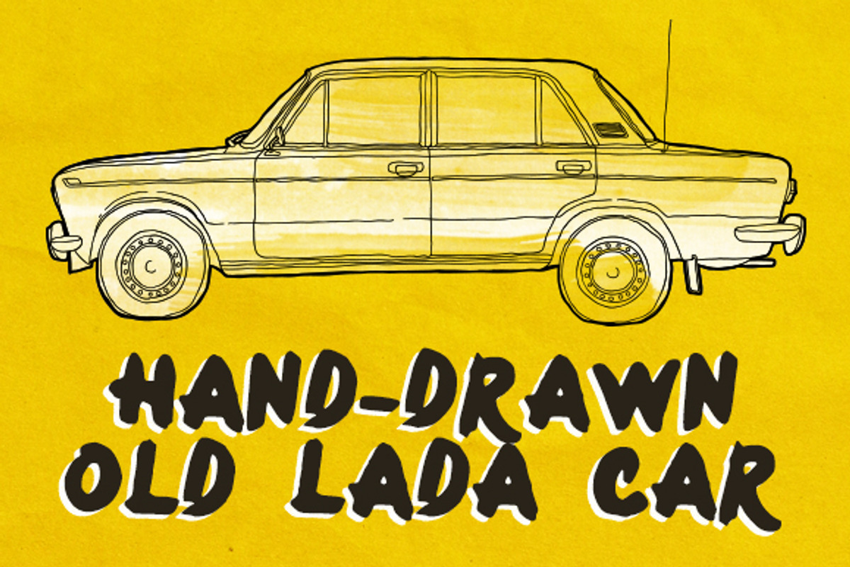 Hand-Drawn Old Lada Car, an Illustration by Mantas Bac (Photo 1 of 2)