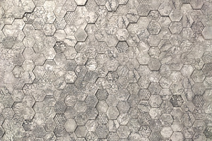 Grey hexagon marble tiles with white grout, Seamless interior decoration backgr, an Abstract Photo by Red Hot Chili Pepper Shop