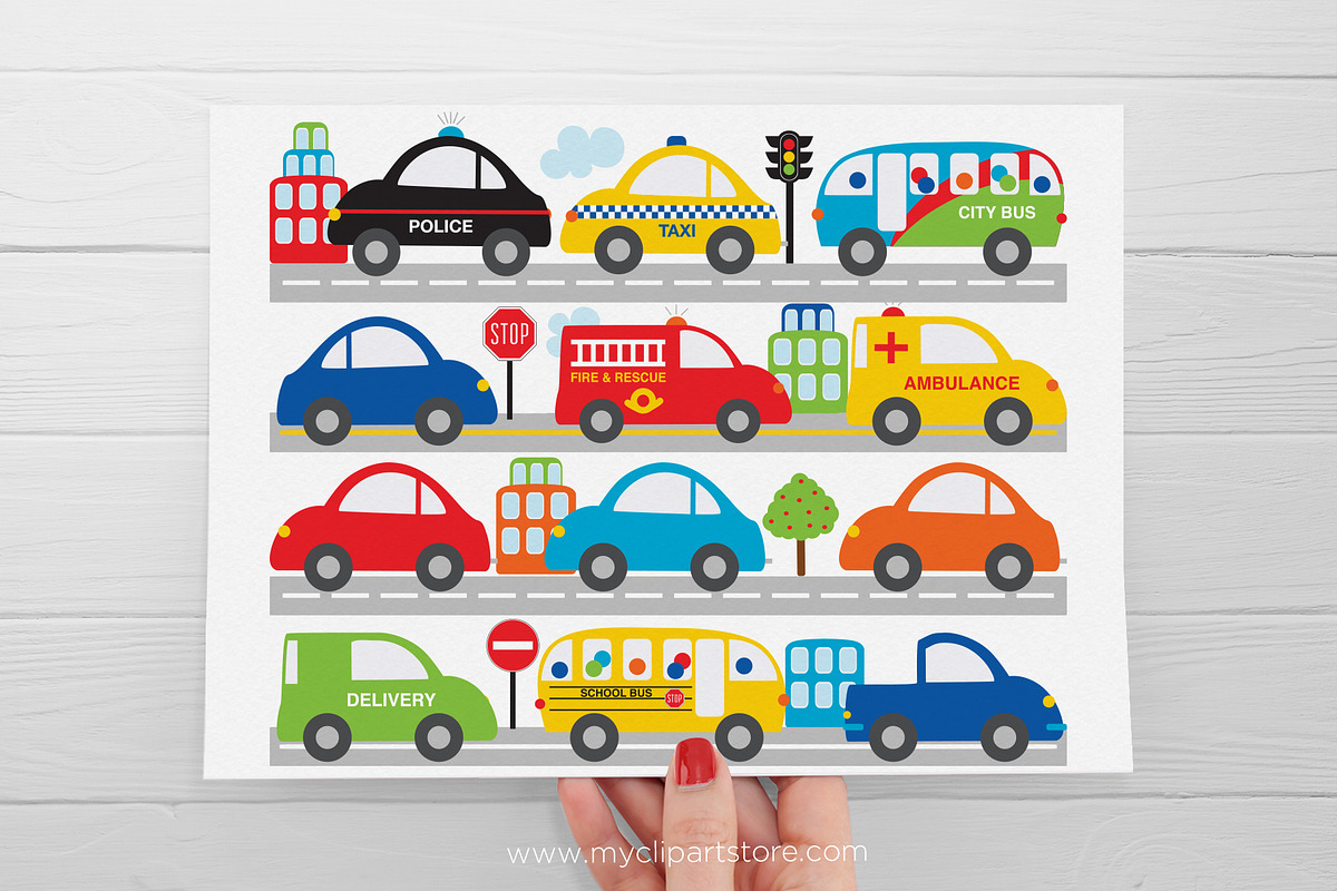 City Transportation Clipart, Cars, a Transportation Illustration by MyClipArtStore (Photo 2 of 3)