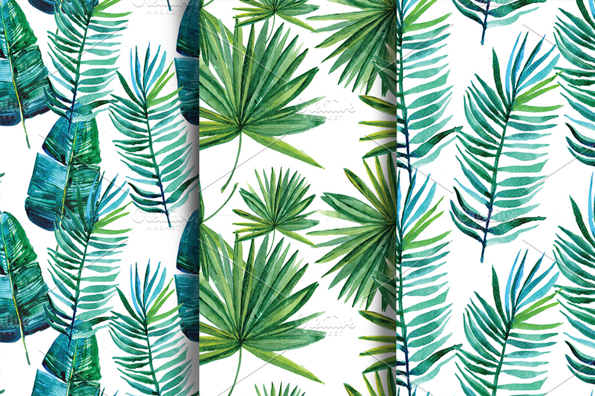 Watercolor tropical leaves, an Illustration by Olesya Morokhovets (Photo 3 of 8)