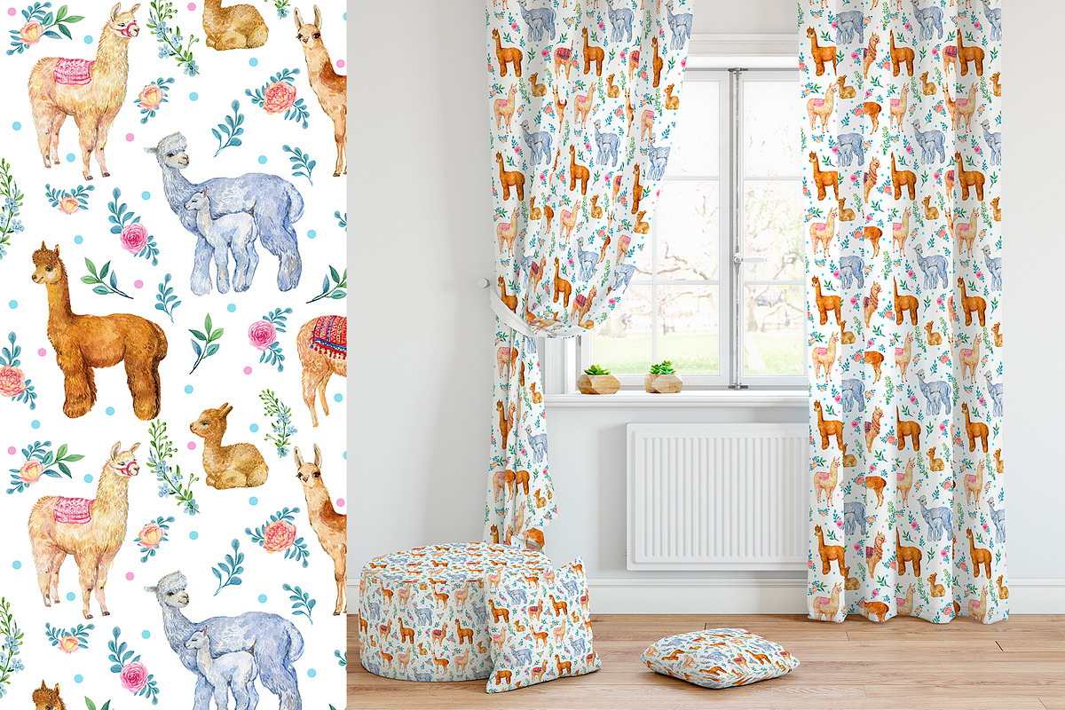 Alpacas and llamas .Seamless pattern, a Pattern Graphic by MitrushovaArt (Photo 2 of 8)
