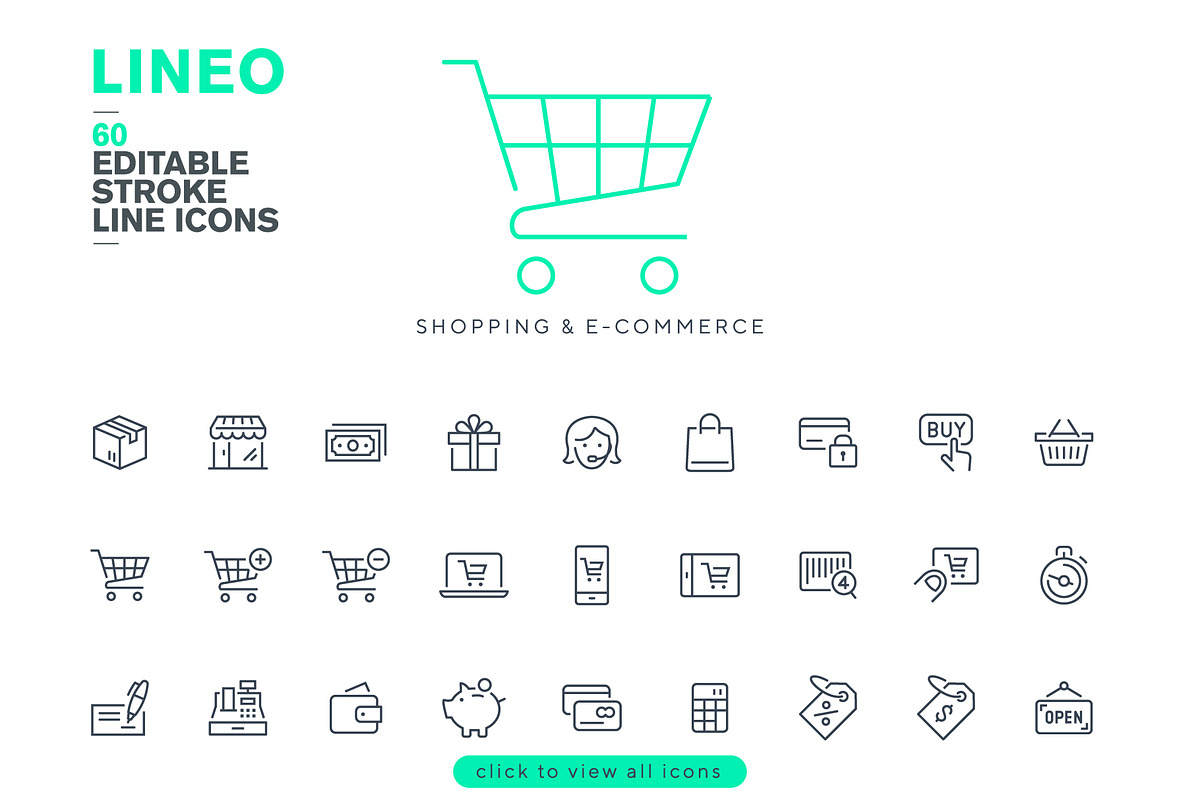 LINEO - 60 SHOPPING ICONS, an Outline Icon by sharpnose (Photo 2 of 6)