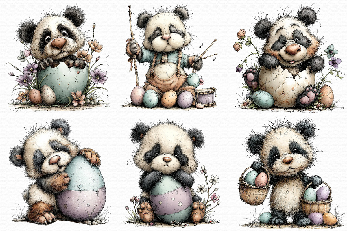 Whimsical Easter Panda Clipart, an Illustration by Libby Wishes (Photo 5 of 7)
