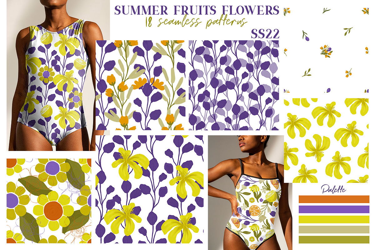 Summer Fruits Flowers Seamless Patte, a Pattern Graphic by KomannaArt (Photo 1 of 11)