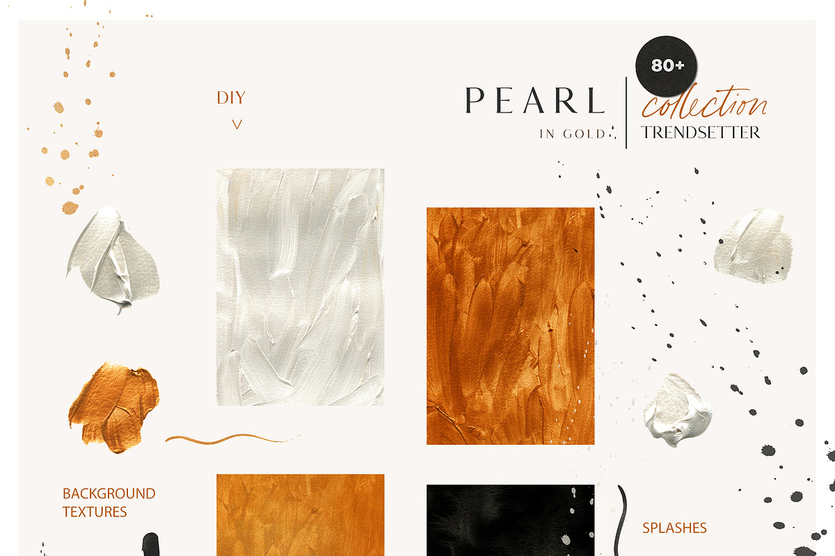 PEARL IN GOLD shell trend collection, a Texture Illustration by Lana Elanor